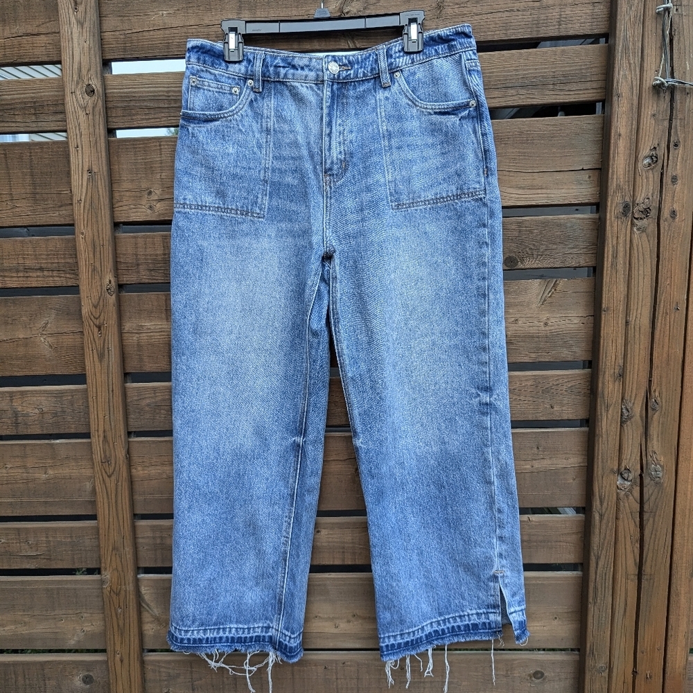Livom Distressed Wide-leg Jeans